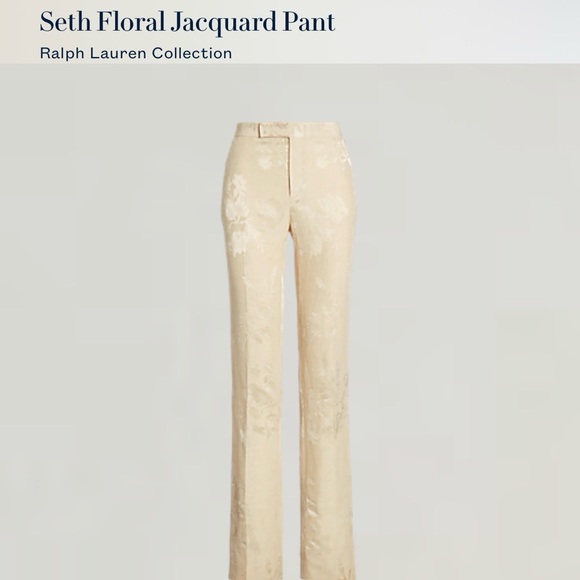 Ralph Lauren Pants - NWOT Ralph Lauren Beige Floral Jacquard Purple label Pants Women’s 32